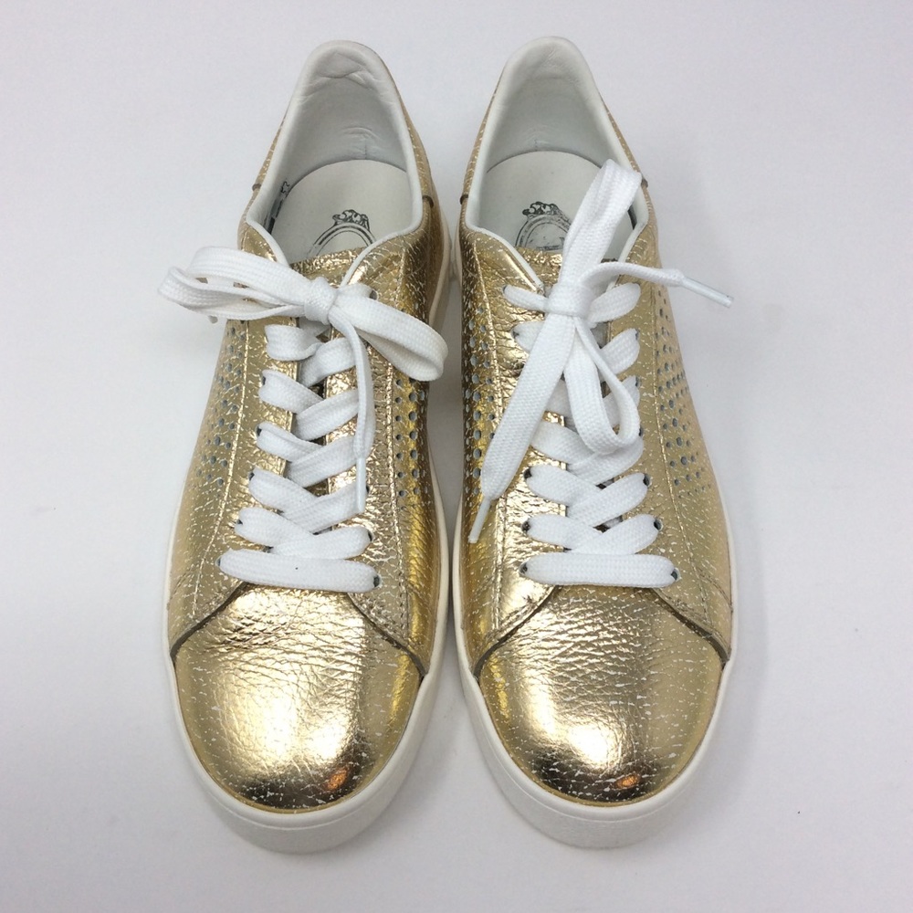 TOD'S Gold Leaf Perforated T Sneakers With Dustbag